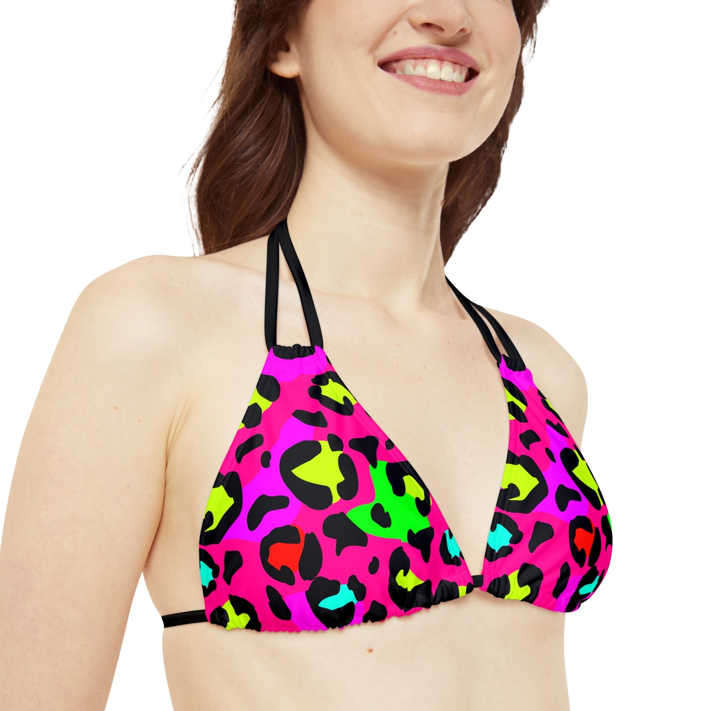 Strappy Triangle Bikini Top (AOP)