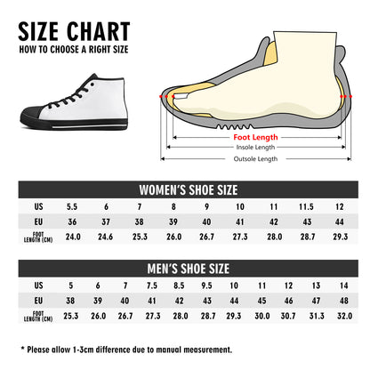 Clemson Tigers - Checkered Mens High Top Canvas Shoes - White Tongue