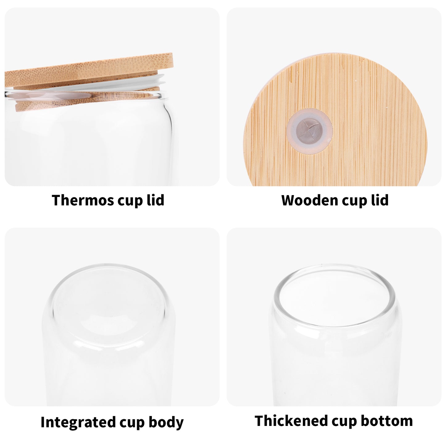 Transparent Bamboo Covered Cup 16oz Glass Cups Furniture with Straw