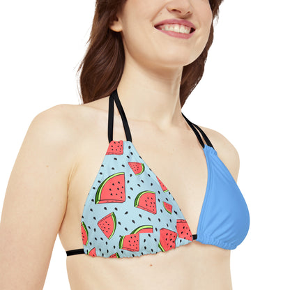 Watermelon Crawl Strappy Bikini Set (AOP)