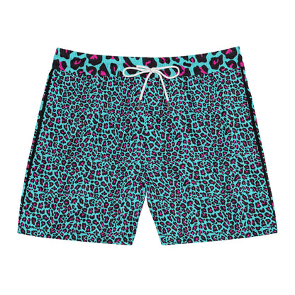 Livin' in Leopard Men's Mid-Length Swim Shorts (AOP)