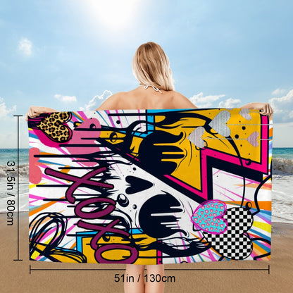 Microfiber Beach Towel XOXO Skull + HEART