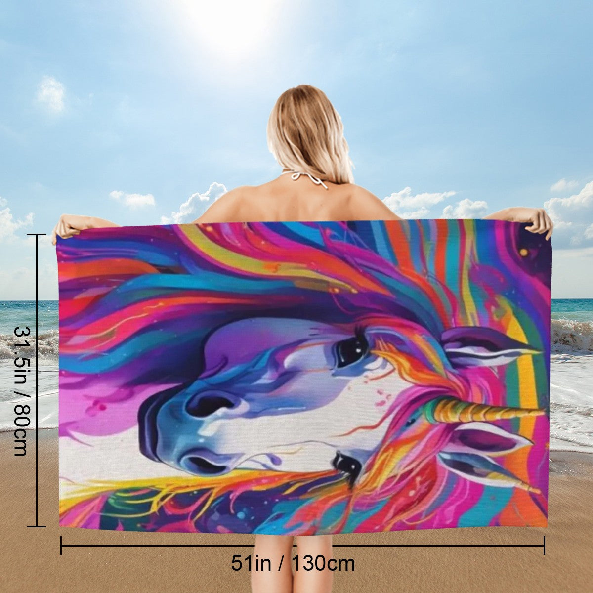 Rainbow Unicorn - Microfiber Beach Towel