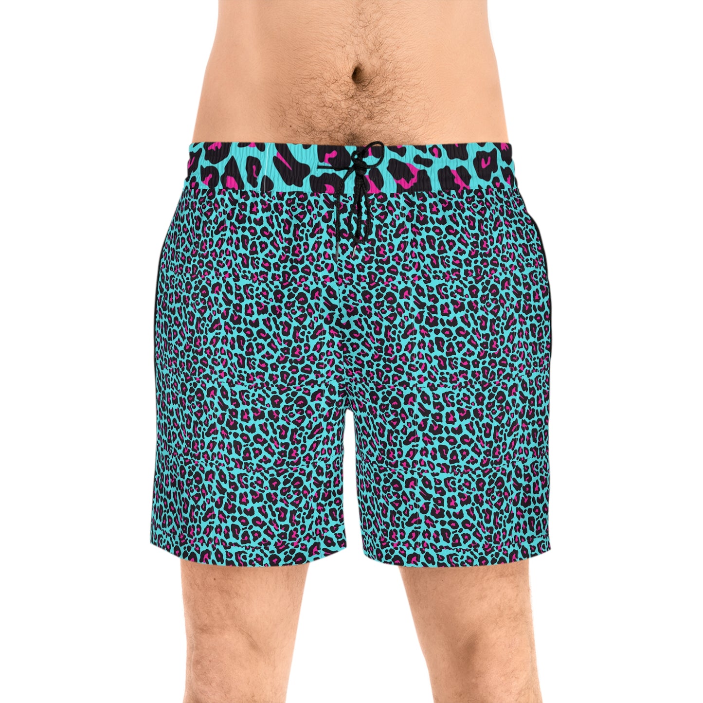 Livin' in Leopard Men's Mid-Length Swim Shorts (AOP)