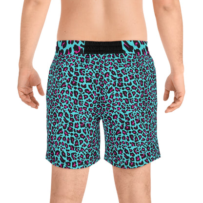 Livin' in Leopard Men's Mid-Length Swim Shorts (AOP)