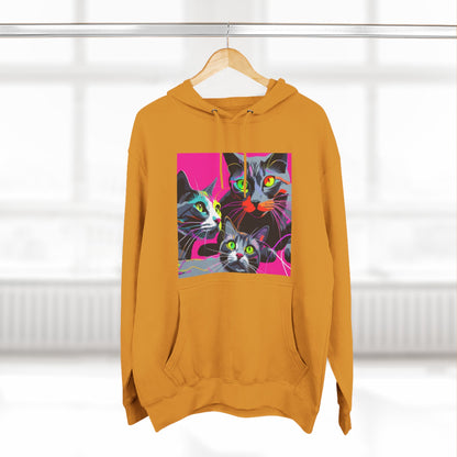 Three Kitties -Panel Fleece Hoodie