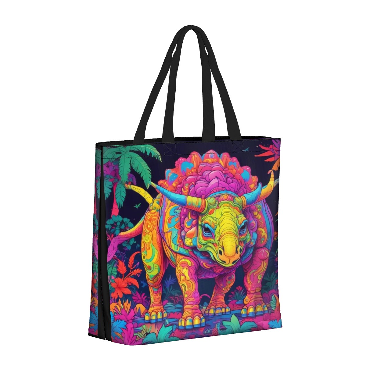 I'll "Tri" Anything -  Funky Triceratops Tote Bag