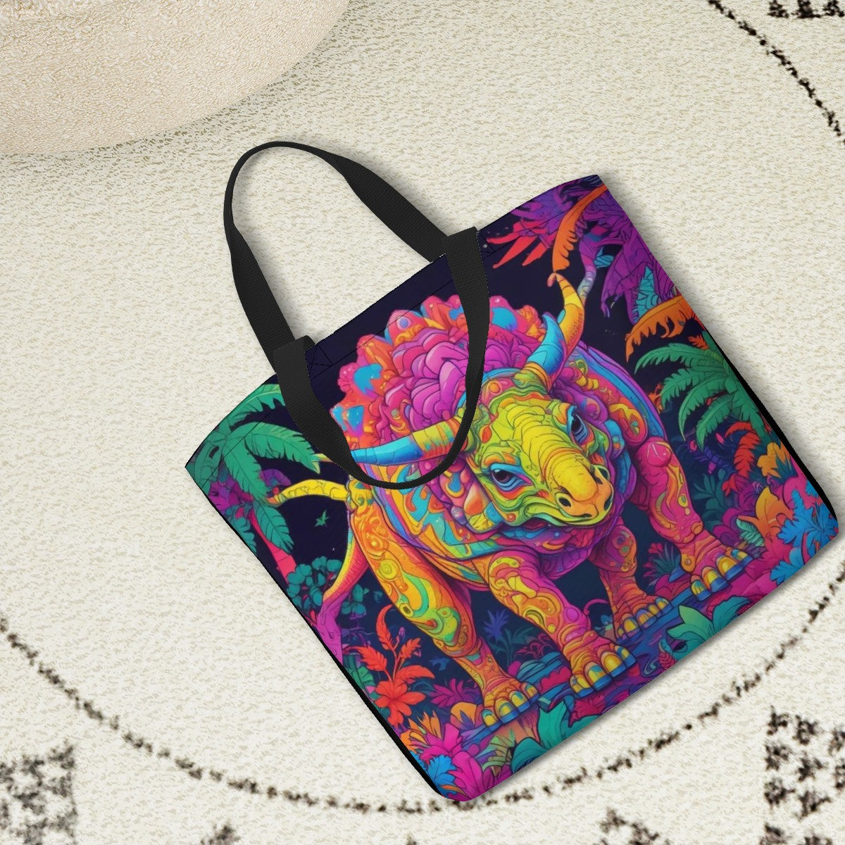 I'll "Tri" Anything -  Funky Triceratops Tote Bag