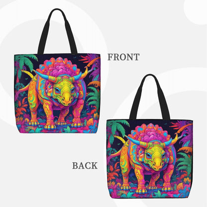 I'll "Tri" Anything -  Funky Triceratops Tote Bag