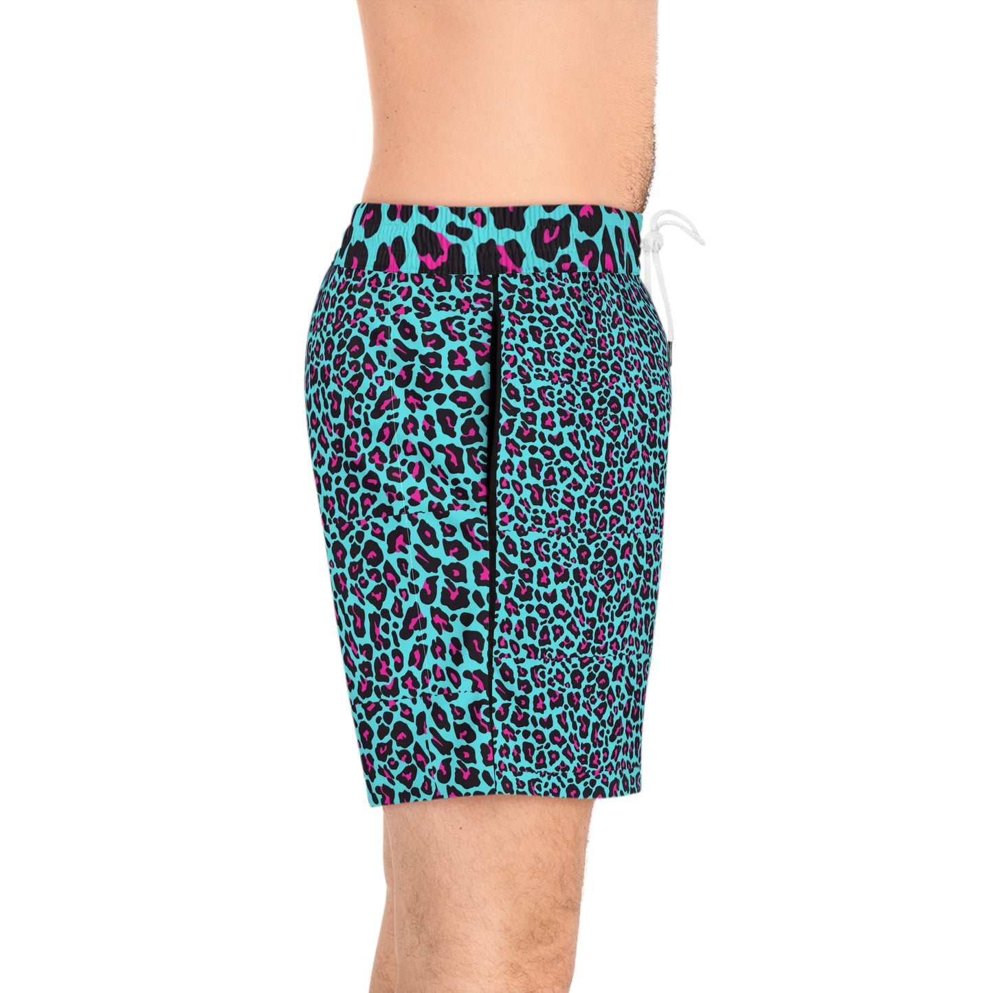 Livin' in Leopard Men's Mid-Length Swim Shorts (AOP)