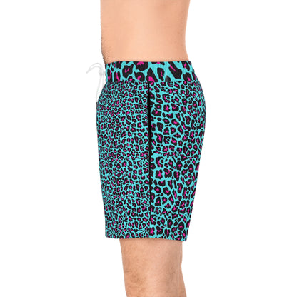 Livin' in Leopard Men's Mid-Length Swim Shorts (AOP)