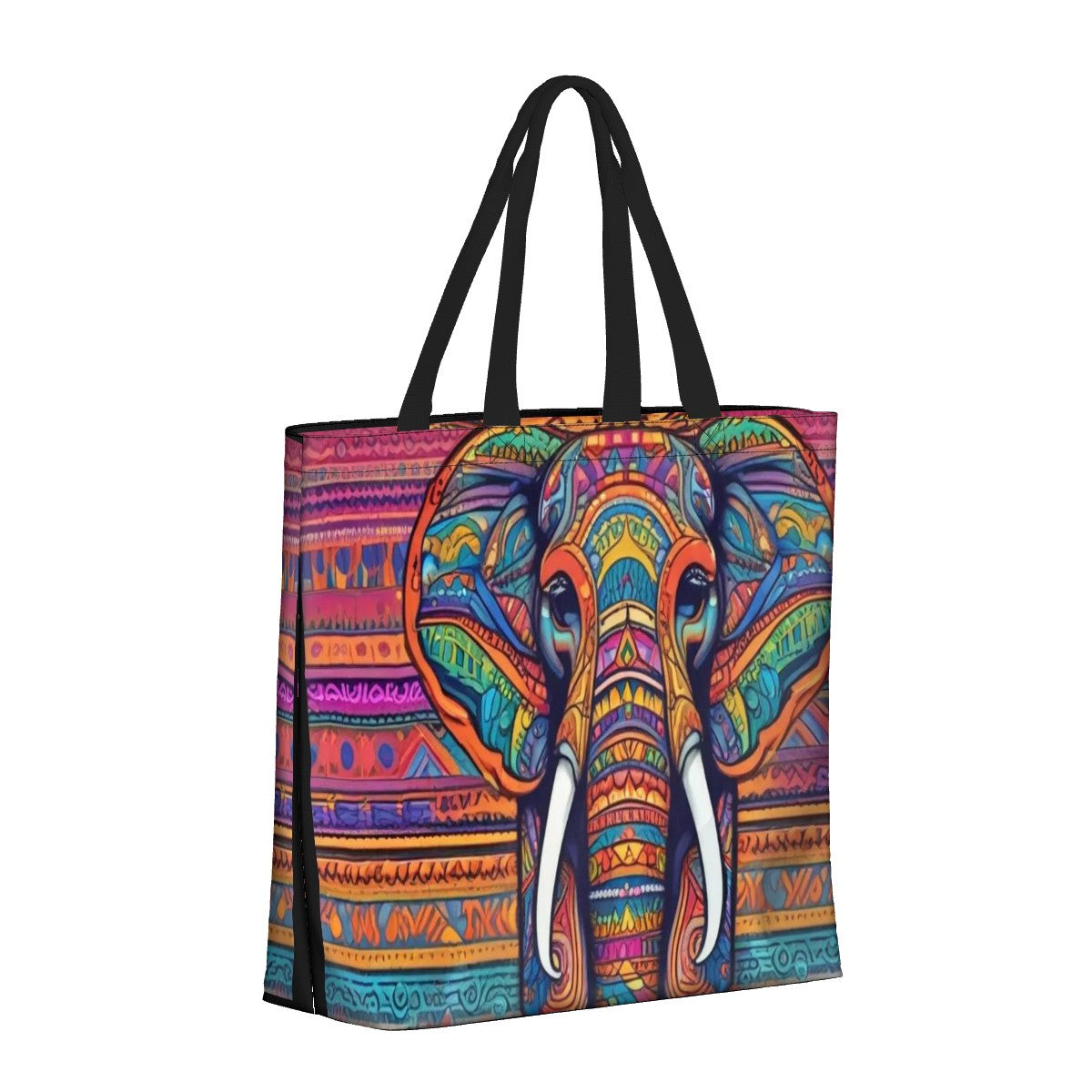 Ellie the Elephant - Tribal Elephant Large Tote Bag