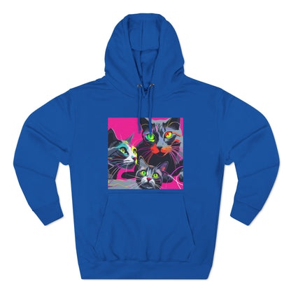 Three Kitties -Panel Fleece Hoodie