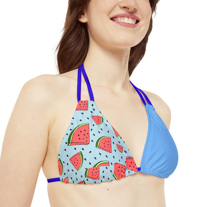 Watermelon Crawl Strappy Bikini Set (AOP)