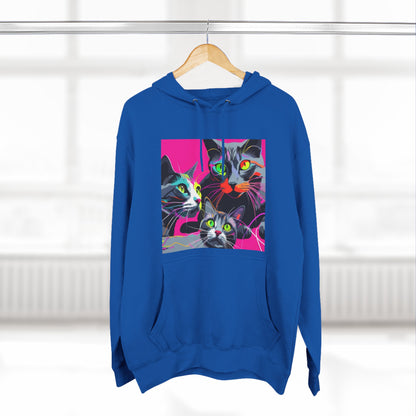 Three Kitties -Panel Fleece Hoodie