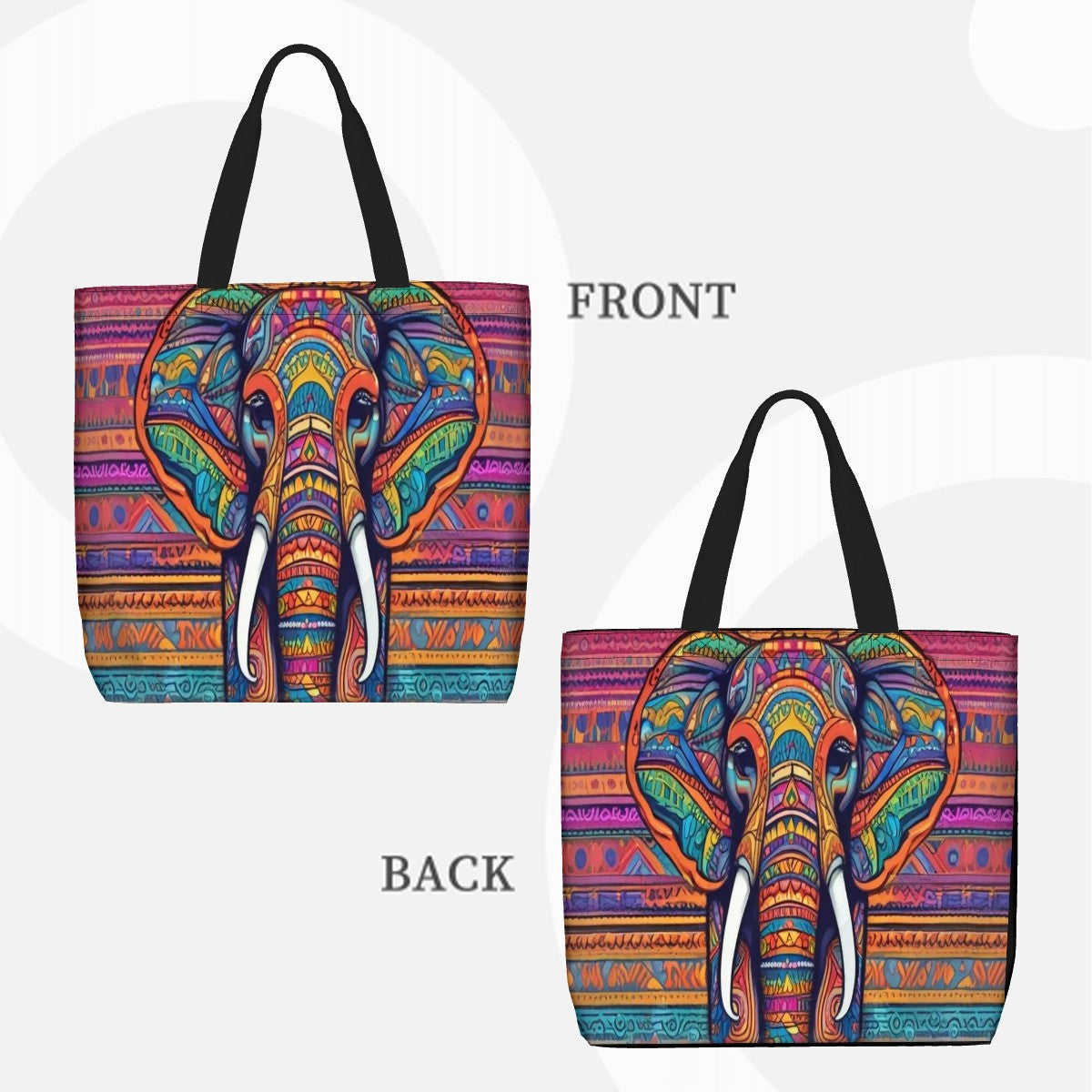 Ellie the Elephant - Tribal Elephant Large Tote Bag