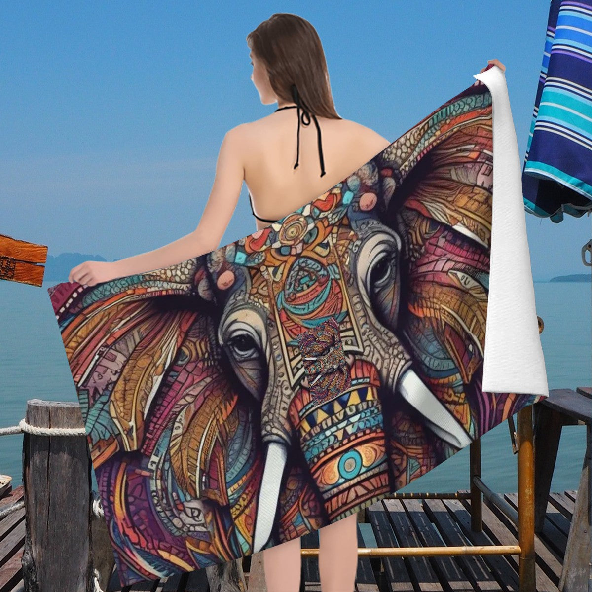 Tribal Elephant Microfiber Beach Towel