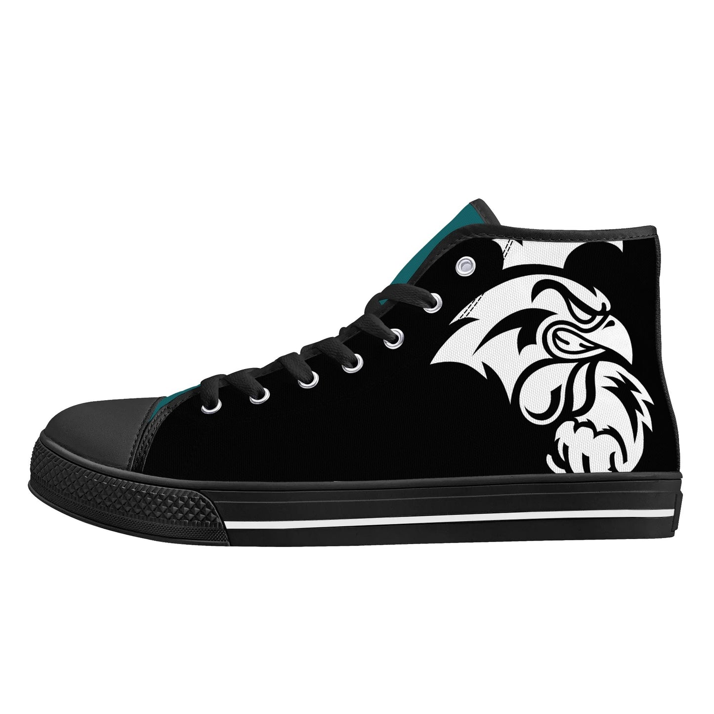 Coastal Carolina Chanticleers - BLACK - Mens High Top Canvas Shoes -  Teal  Tongue