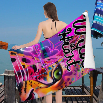 Microfiber Beach Towel XOXO Skull + HEART Wild at Heart Leopard