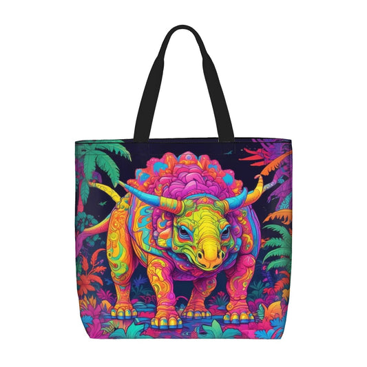 I'll "Tri" Anything -  Funky Triceratops Tote Bag