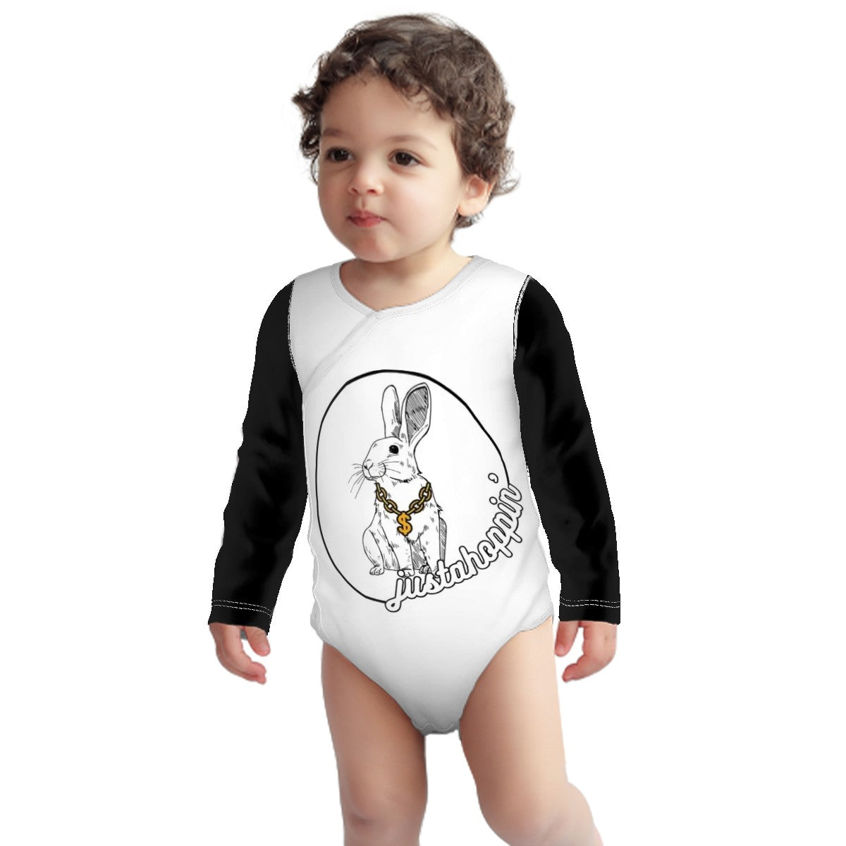 "justahoppin" Baby Long Sleeve Onesie