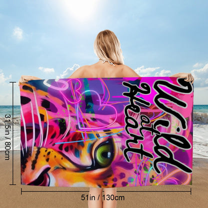 Microfiber Beach Towel XOXO Skull + HEART Wild at Heart Leopard