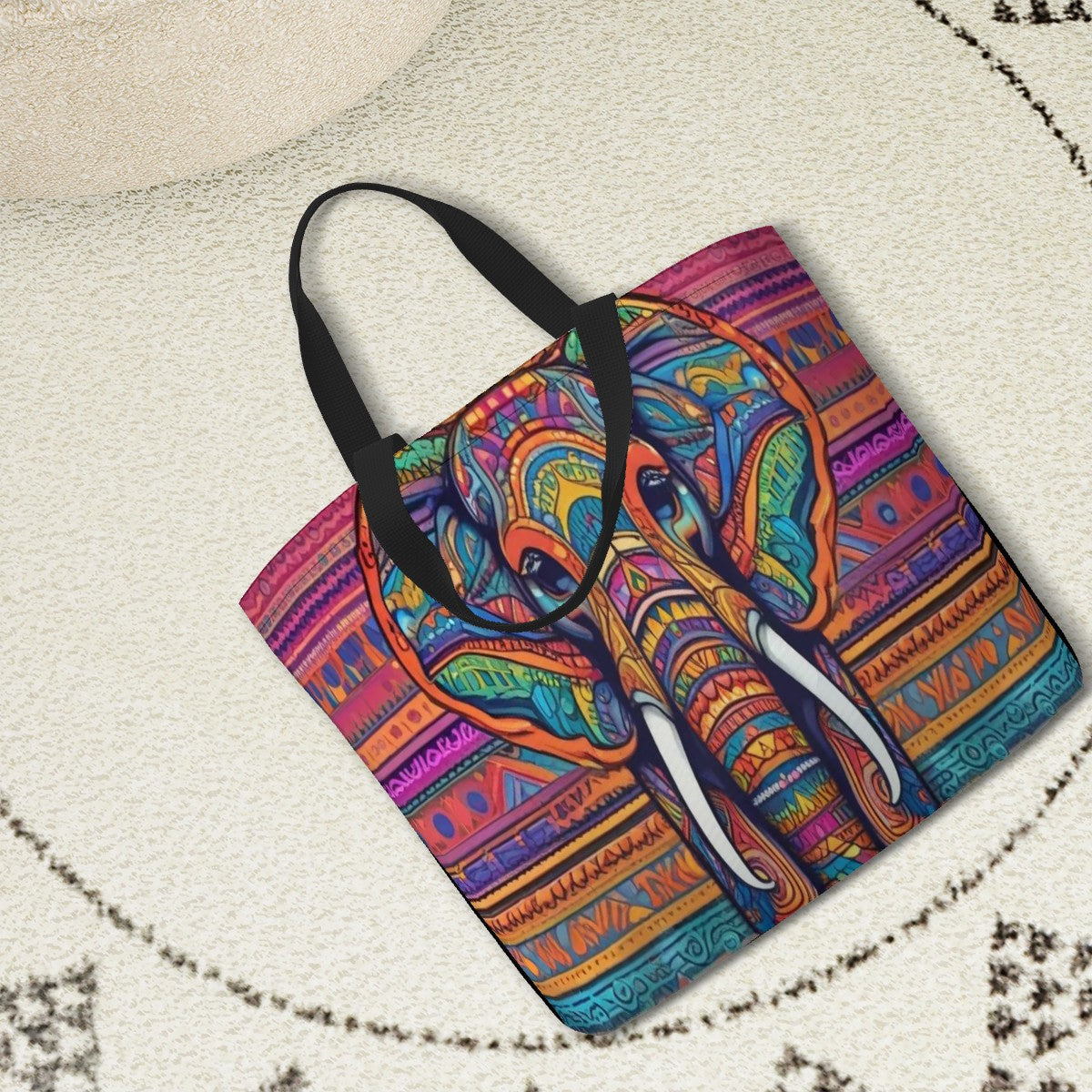 Ellie the Elephant - Tribal Elephant Large Tote Bag