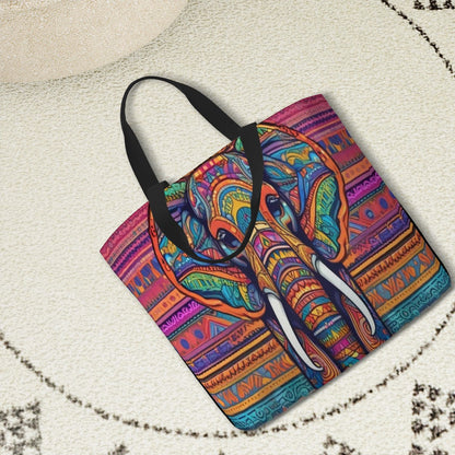 Ellie the Elephant - Tribal Elephant Large Tote Bag